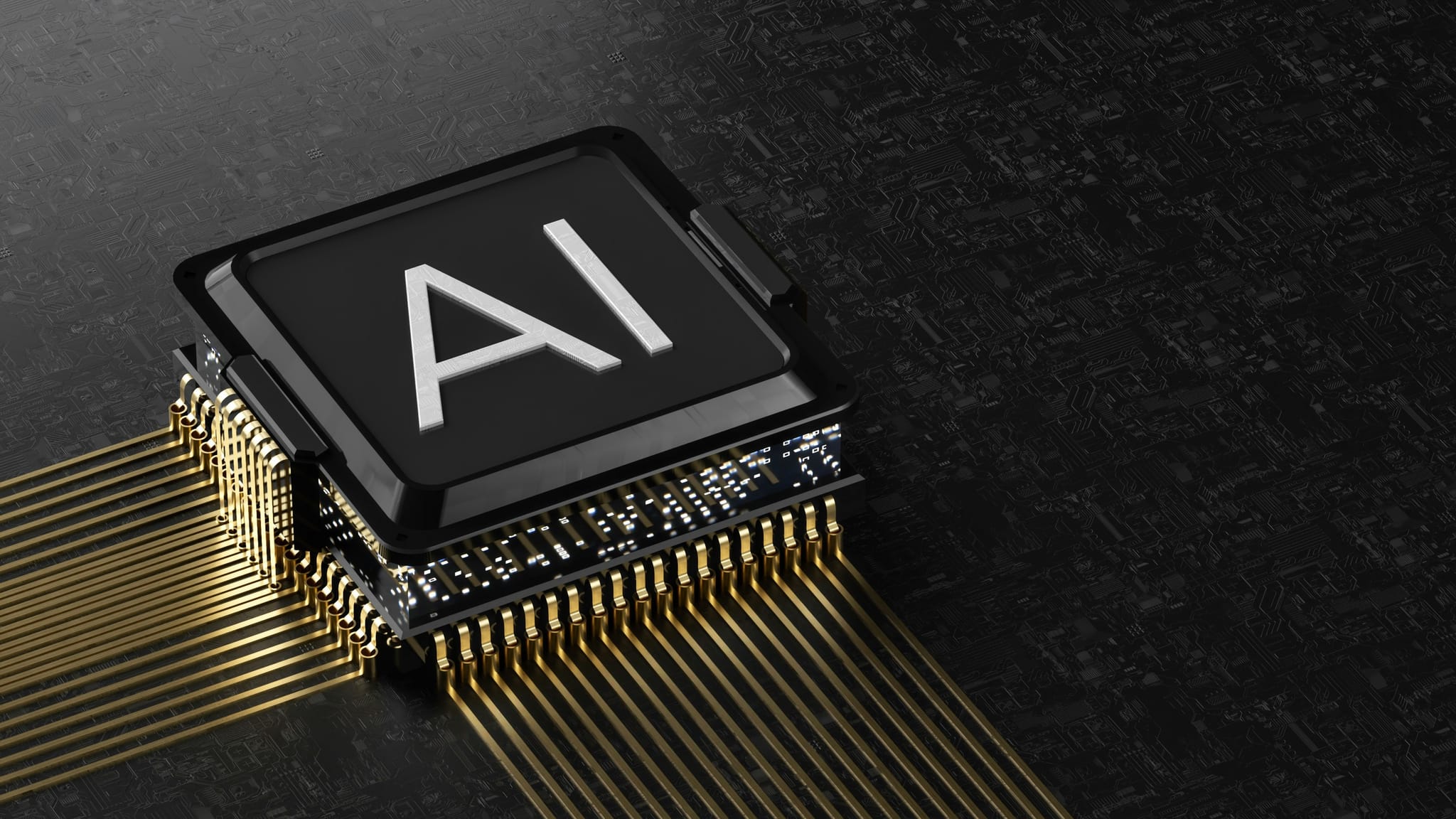 Processore con la scritta AI montato su una scheda elettronica